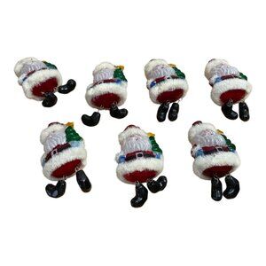 Vtg Blow Mold Plastic Santa String Light Covers Set 7 Christmas Tree Dangle Legs